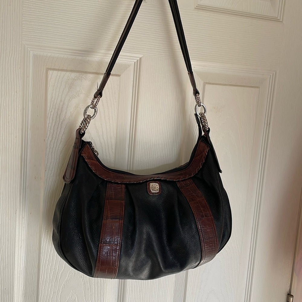 Vintage ~ BRIGhTON ~ SHOULDER ~ HANDBAG ~ Black and Brown leather~ EUC